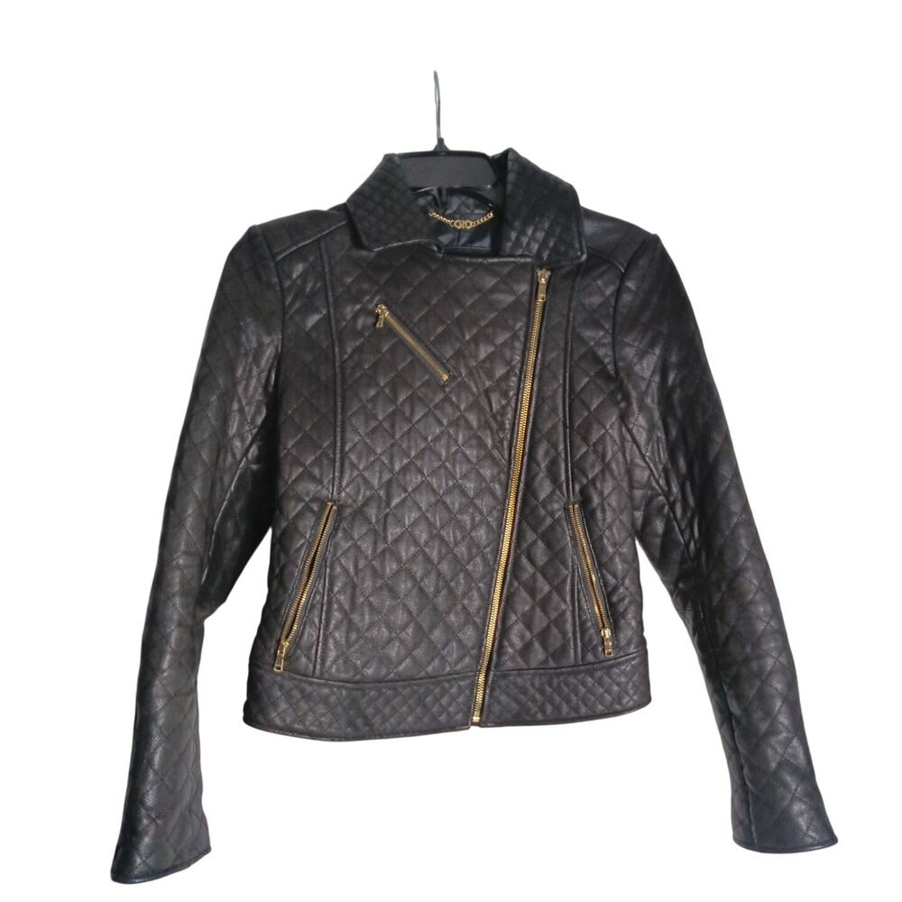 Vince Camuto genuine Leather Jacket quilted Moto size XS